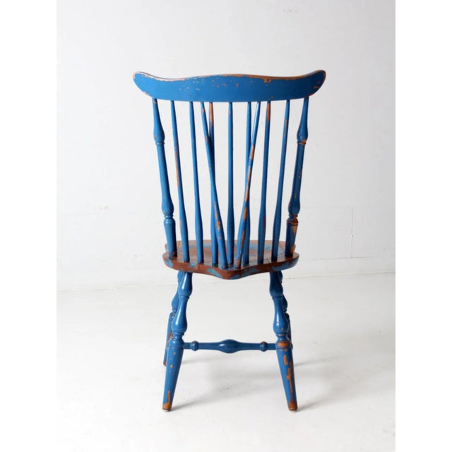 Blue Antique Painted Windsor Chair For Sale - Image 8 of 12