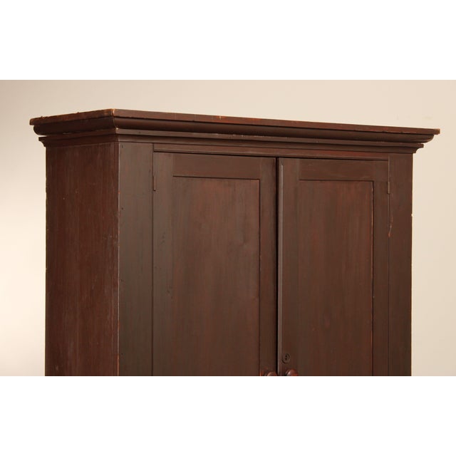American Antique Shaker Style Painted Softwood Two Door Wardrobe Cabinet For Sale - Image 3 of 12
