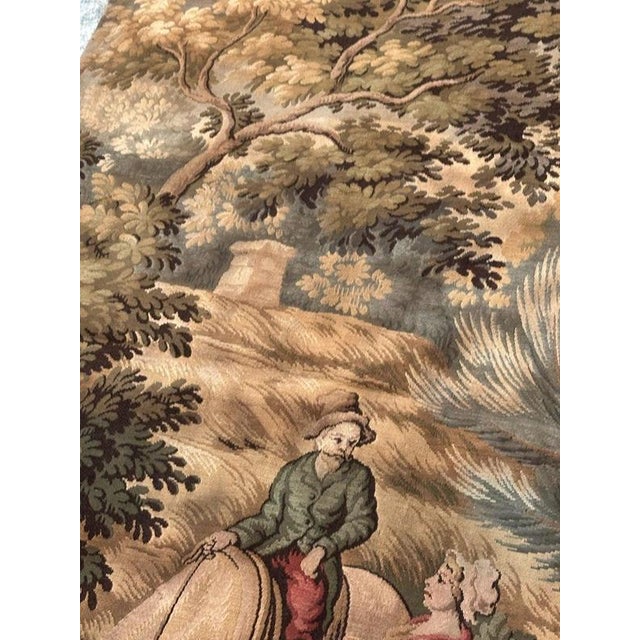 Textile Antique French Aubusson Jacquard Tapestry Village, 1970s For Sale - Image 7 of 18