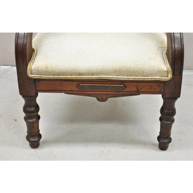 Antique Small Child's Eastlake Victorian Carved Walnut Distress Parlor Arm Chair For Sale - Image 12 of 12