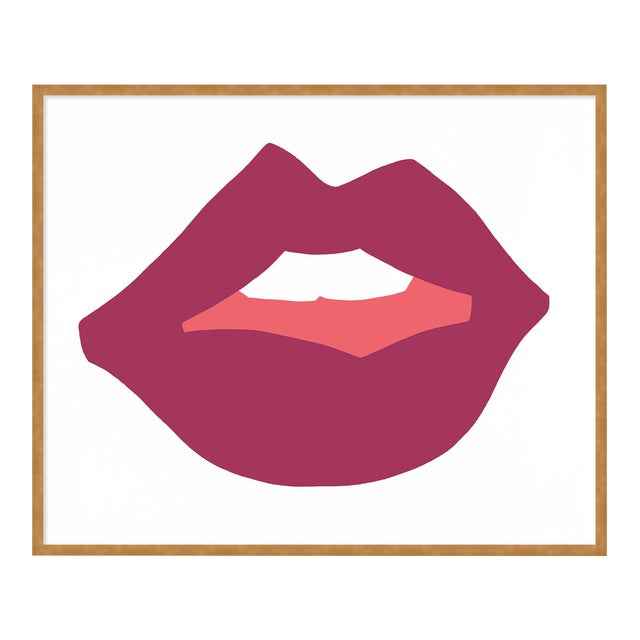 Kiss Me Magenta by Angela Chrusciaki Blehm in Gold Frame, Medium Art Print For Sale