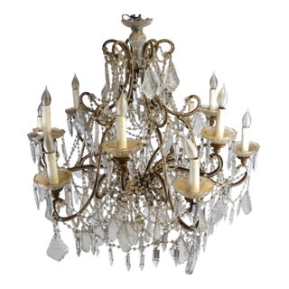 Mid 20th Century Louis XV Style Bronze and Crystal Twelve-Light Chandelier For Sale