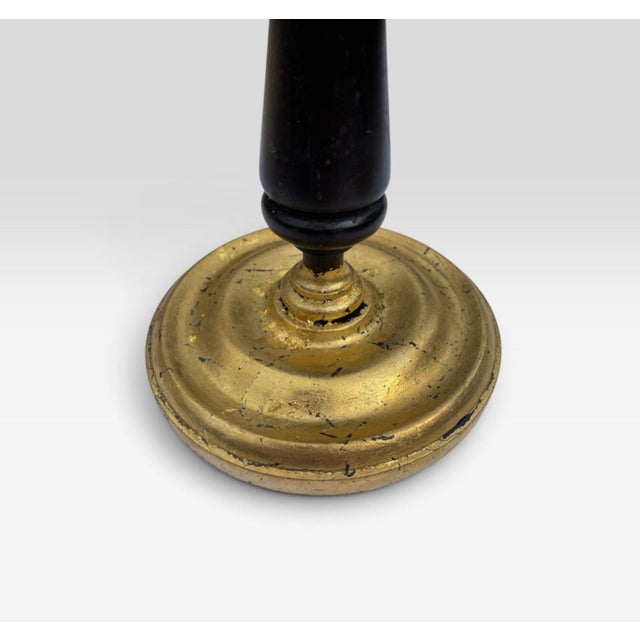 American Vintage Wood and Gold Leaf Applications Tall Candleholders For Sale - Image 3 of 6