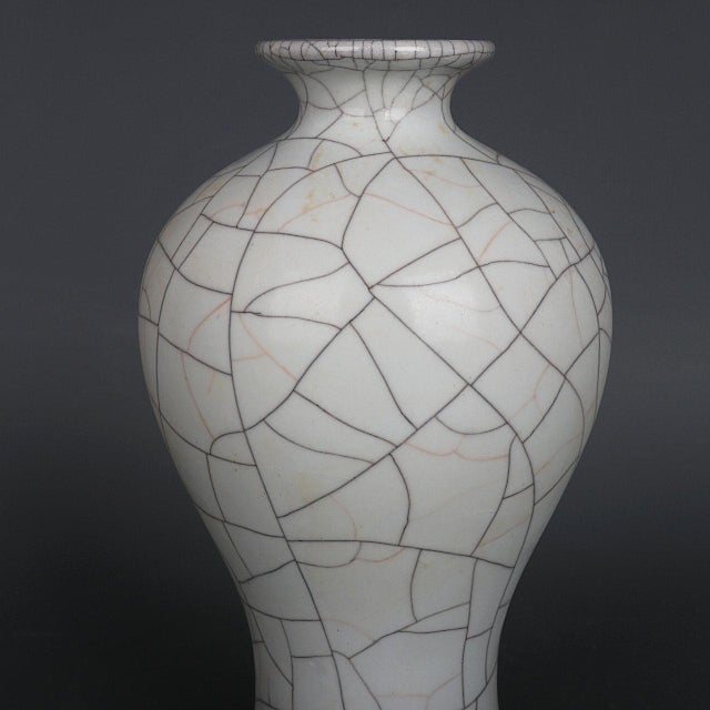 Chinese Ceramic Vase Guan Ware Crackle Glaze Celadon Plum Vase For Sale - Image 9 of 10