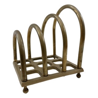 Vintage Solid Brass Desktop Letter Holder | Mid Century Modern Arch Organizer | Brass Mail Sorter | Office Desk Organizer | MCM Home Office For Sale