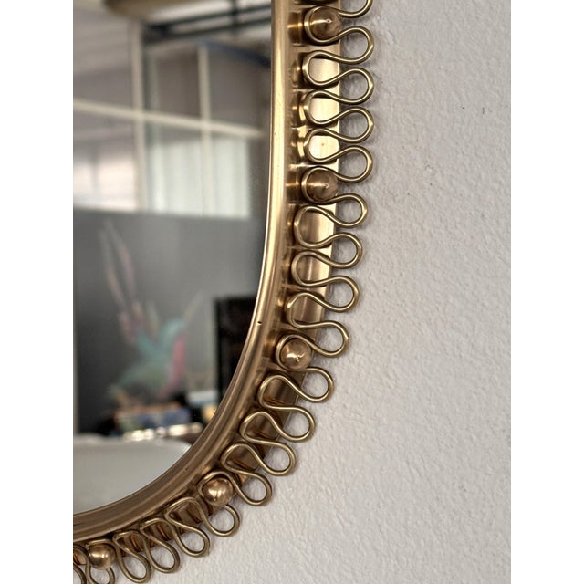1960s Vintage Wall Mirror with Loop Frame and Wall Hook in Brass by Josef Frank for Svenskt Tenn, 1960s For Sale - Image 5 of 16