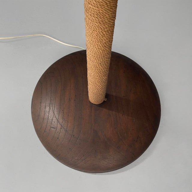 Art Deco Italian Floor Lamp in Wood, Fabric and Rope, 1930s For Sale - Image 11 of 13