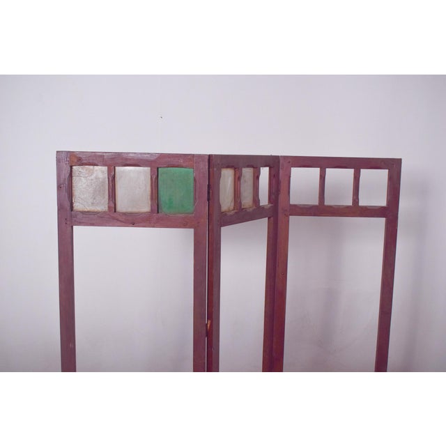 Wood Wooden Folding Screen Frame with Panels, 1950 For Sale - Image 7 of 9