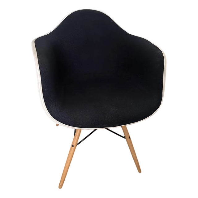Eames Upholstered Armchair With Dowel Base For Sale