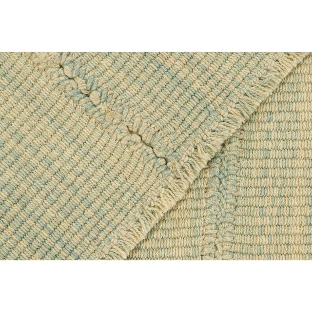 Textile Rug & Kilim’s Contemporary Kilim in Beige and Blue Textural Stripes For Sale - Image 7 of 7