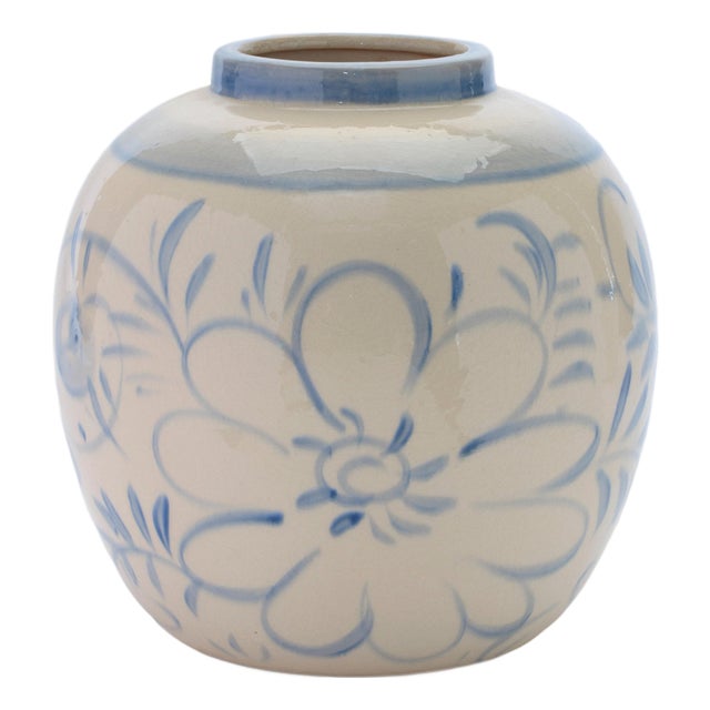 Floral Stoneware Vase 9.25"H For Sale