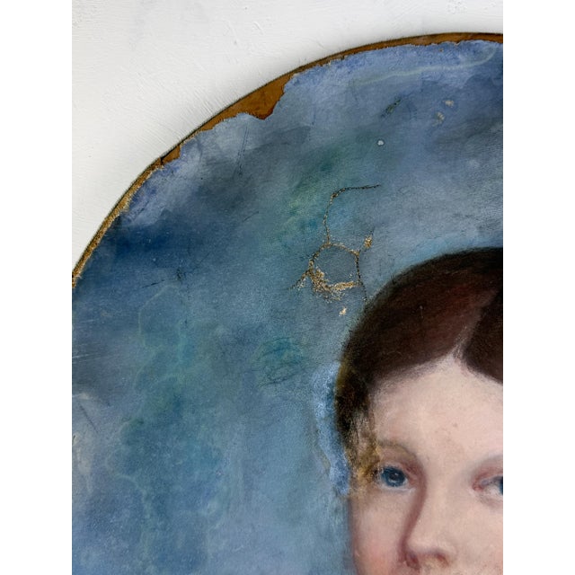 Oval Portrait of a Young Girl with Flowers, 1800s, Pastel Artwork For Sale - Image 12 of 18