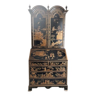 Burton-Ching Georgian Black & Gold Chinoiserie Secretary Desk For Sale