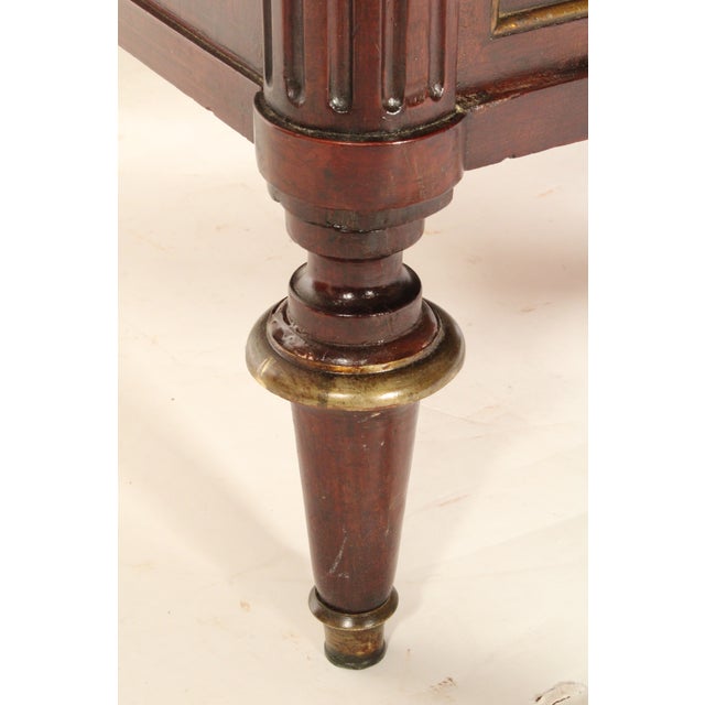 Wood Louis XVI Brass Mounted Mahogany Chest of Drawers With Carrara Marble Top For Sale - Image 7 of 14