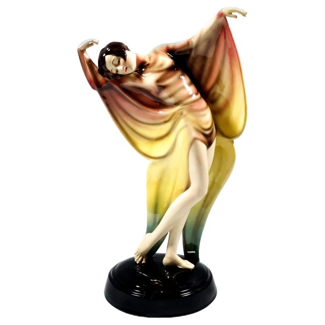 Art Deco Dancer in Butterfly Dress Figurine by Josef Lorenzl, 1930 For Sale