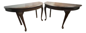 Pair of English Queen Anne Style Oak Console Tables / Convertible Dining Table, Early 1900s