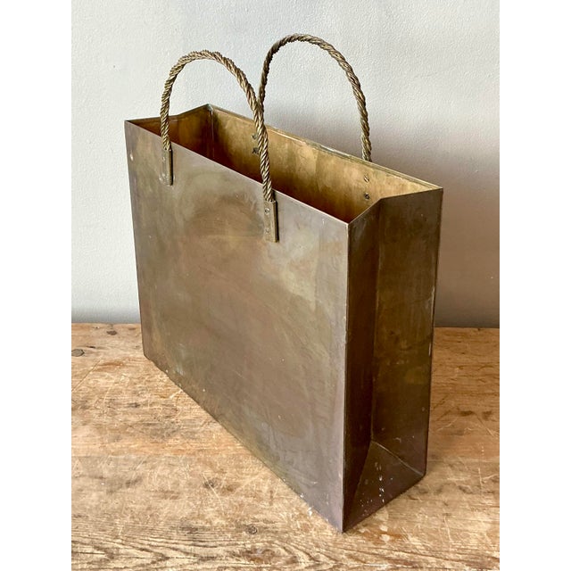 Brass Vintage Boho Brass Shopping Bag After Gio Ponte For Sale - Image 8 of 11
