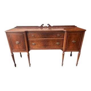 Vintage 1930s Federal Revival Mahogany Buffet Sideboard For Sale