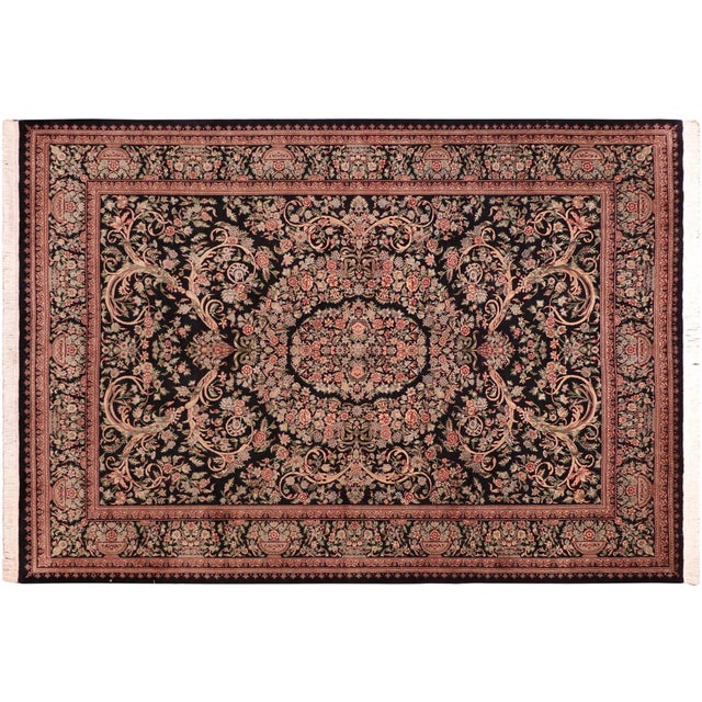 Art Nouveau 1990's Tamour Pak-Persian Black/Beige Wool Rug - 8'0'' X 10'4'' For Sale In New York - Image 6 of 9