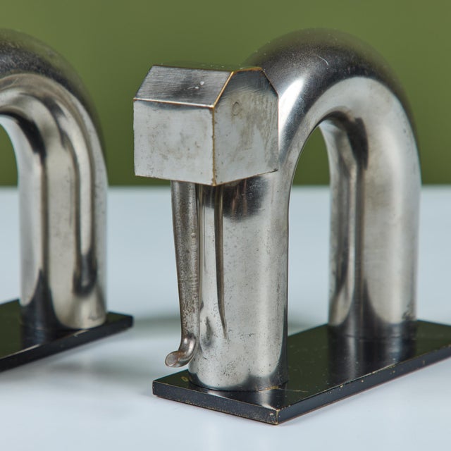 Pair of Chrome Elephant Bookends by Walter von Nessen for Chase USA For Sale - Image 16 of 16