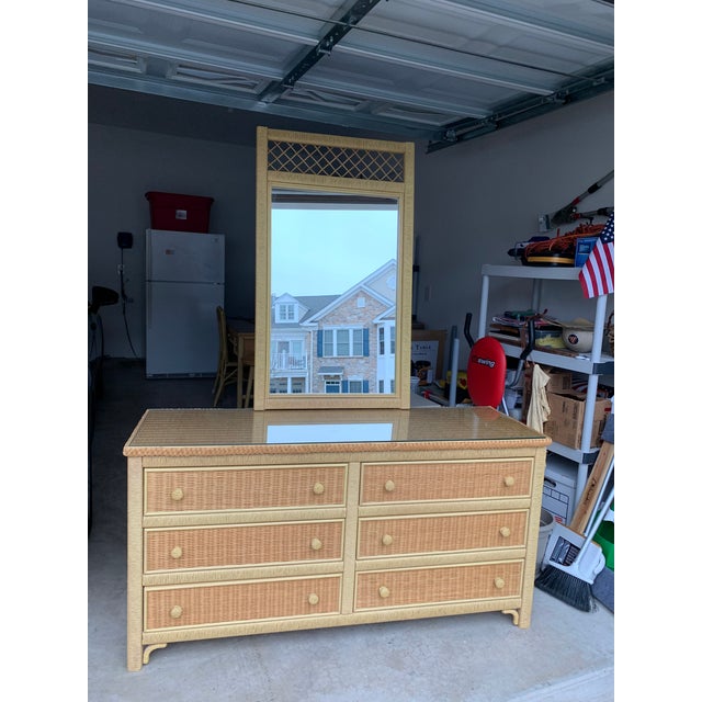 Henry Link Wicker Dresser & Mirror Chairish