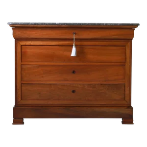 19th Century French Louis Philippe Walnut Commode, Chest of Drawers With Marble Top