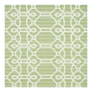 Schumacher Ziz Embroidery Fabric in Green For Sale
