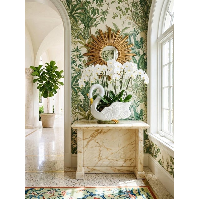 Ceramic Vintage Mid-Century Italian Majolica Glazed Ceramic Swan Planter For Sale - Image 7 of 12