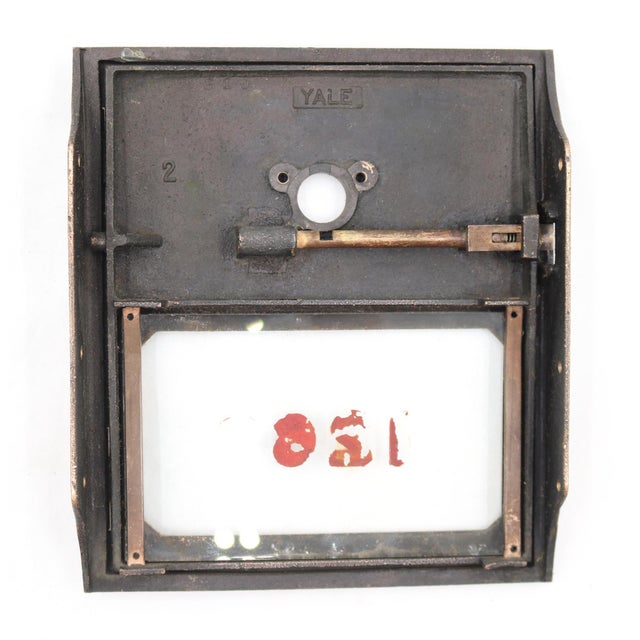 Vintage Brass Yale u.s. Post Office Box Door For Sale - Image 6 of 9