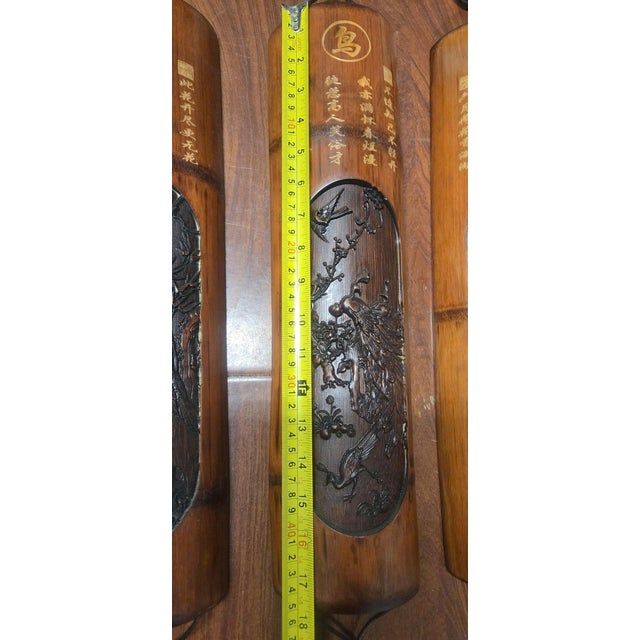Vintage Chinese set of 4 Carver Bamboo Wrist Rests For Sale In Los Angeles - Image 6 of 7