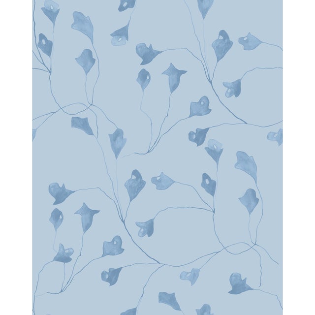 Contemporary Wild Iris Wallpaper by Susan Hable in Blue For Sale - Image 3 of 3