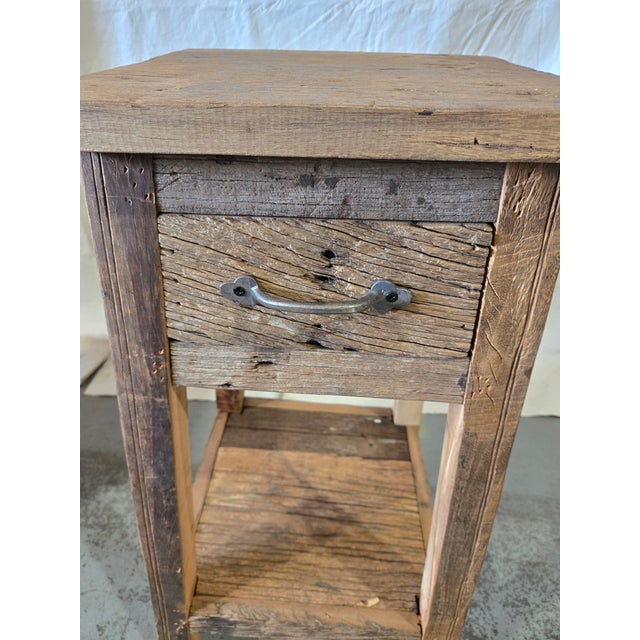 Early 20th Century Handcrafted Reclaimed Teak Rustic Side Table With Drawer For Sale - Image 9 of 9