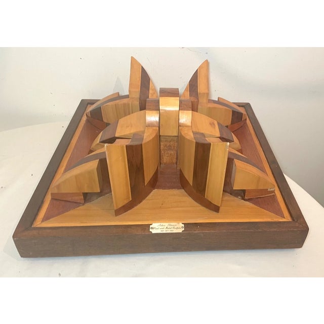 1980s Large Hand Carved Wood Original Alex Sterin Dimensional Wall Sculpture Statue For Sale - Image 9 of 12