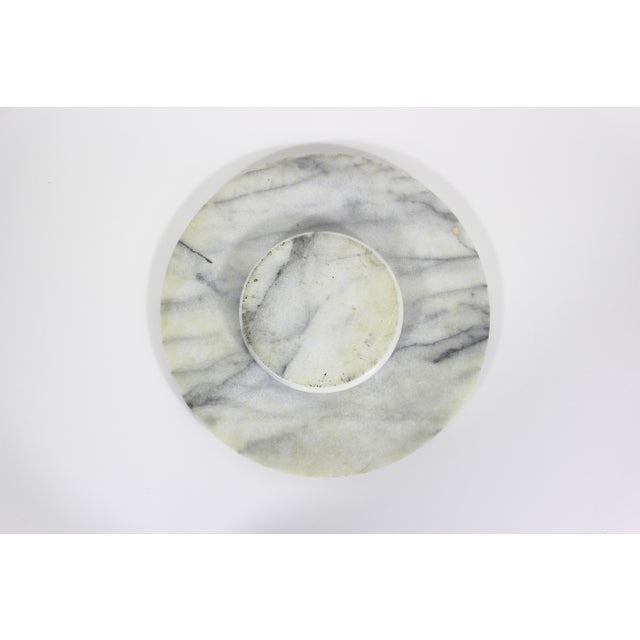 White Vintage Italian Carrera Marble Lazy Susan For Sale - Image 8 of 8