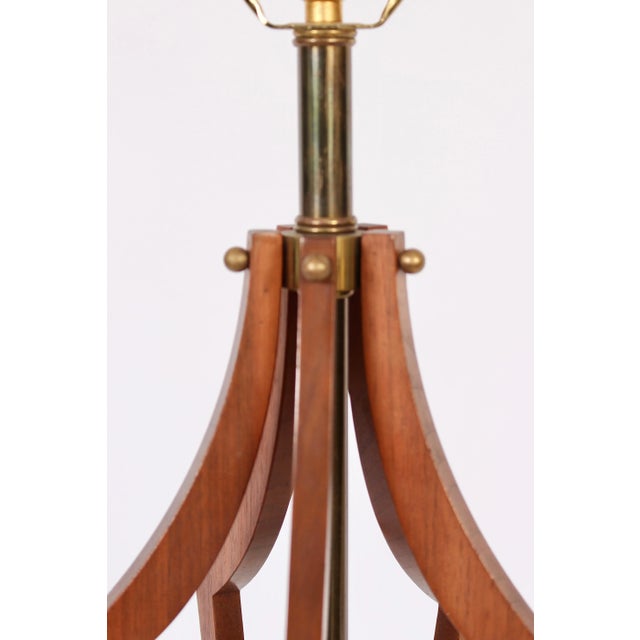 1960 Mid Century American Geometric Cut Out Walnut Table Lamp For Sale - Image 4 of 8