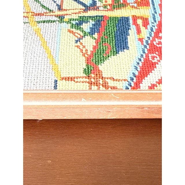 Vintage Framed Needlepoint Boats— A Pair For Sale - Image 9 of 18