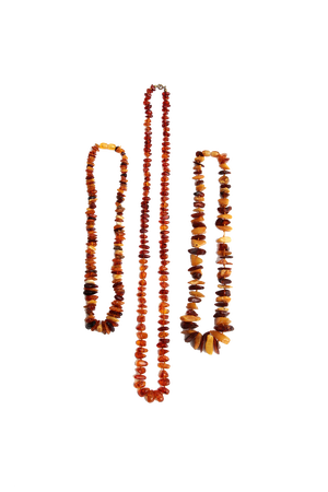 Vintage Three Amber Necklaces, 1960s, Set of 3