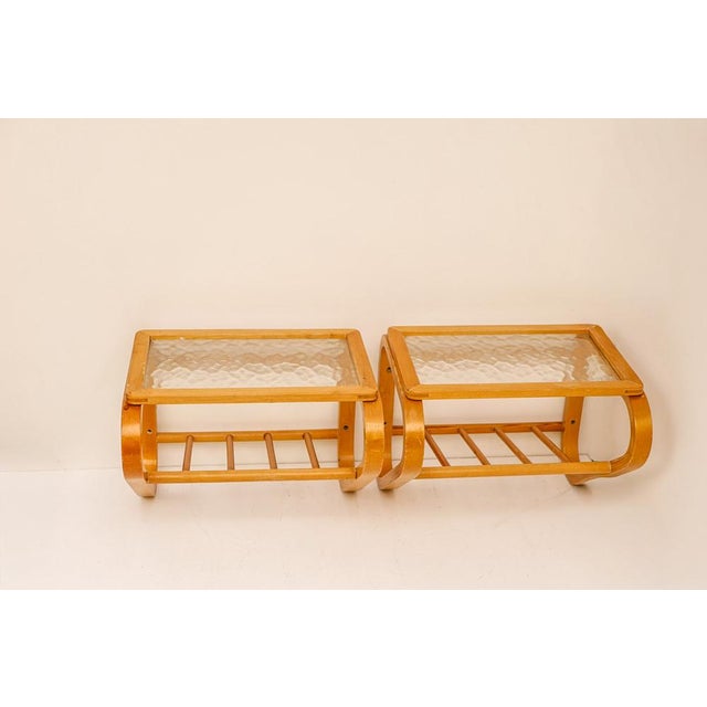 Scandinavian Bentwood and Glass Bedside Tables from Gemla, 1920s, Set of 2 For Sale - Image 15 of 16