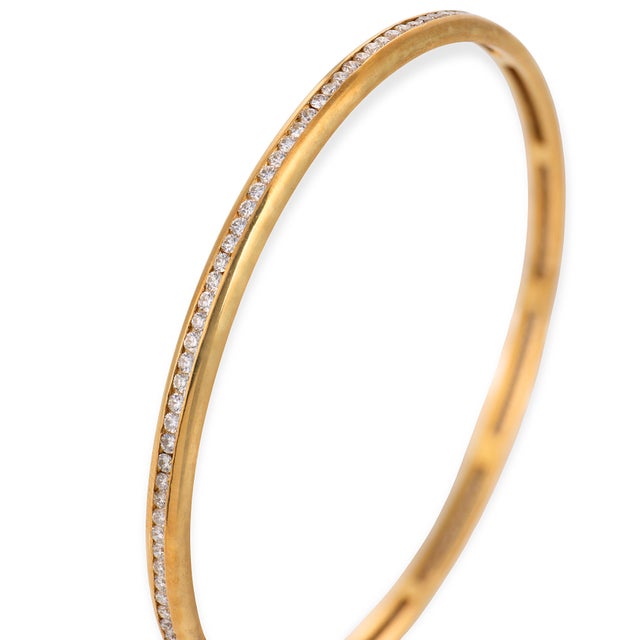 Mid 20th Century Vintage Diamond 18k Yellow Gold Bangle Bracelet For Sale - Image 5 of 5