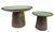 A striking pair of handcrafted studio pottery pedestal vessels featuring rich earthy bronze tones and soft celadon-green...
