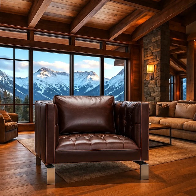 Modern Mitchel Cognac Lounge Chair For Sale - Image 3 of 4