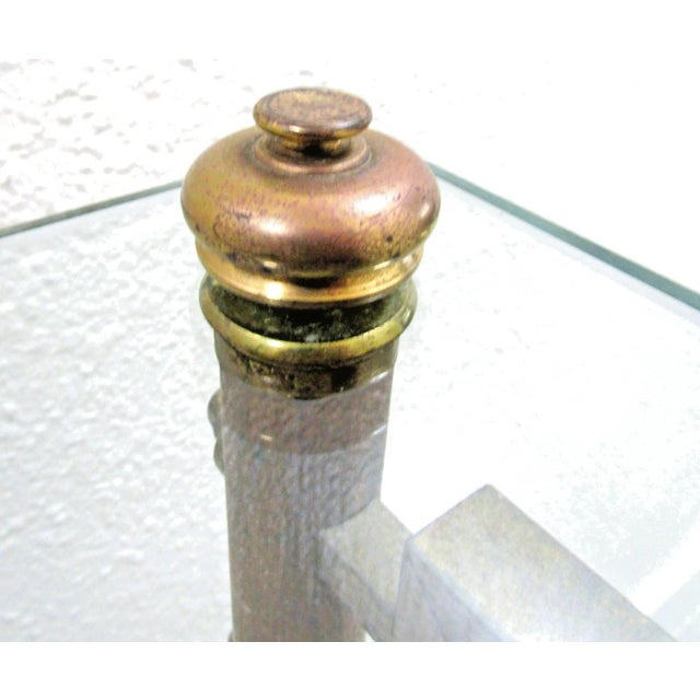 Mid-Century French Glass Top Faux Bamboo Wood and Brass Side Table Attributed to Maison Baguès For Sale - Image 11 of 18