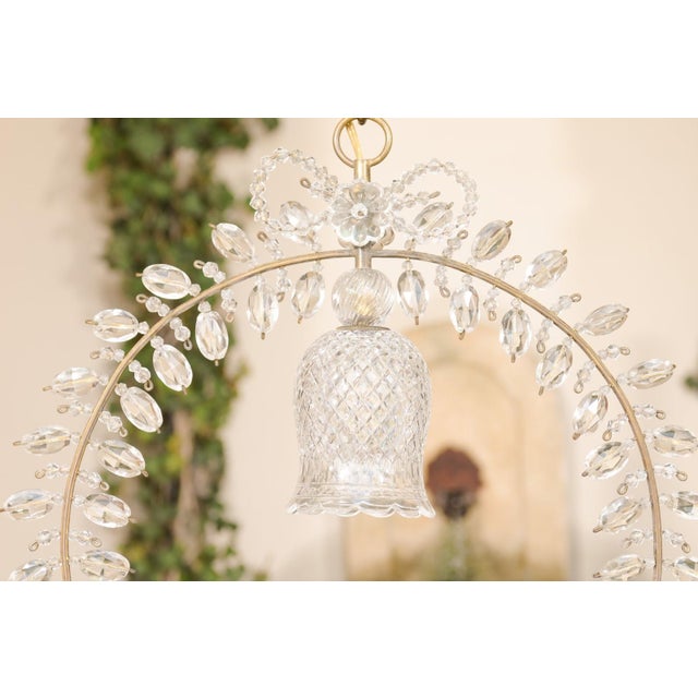 1920s French Crystal Light Fixtures with Campanula, Ribbon and Rosettes - a Pair For Sale - Image 10 of 12