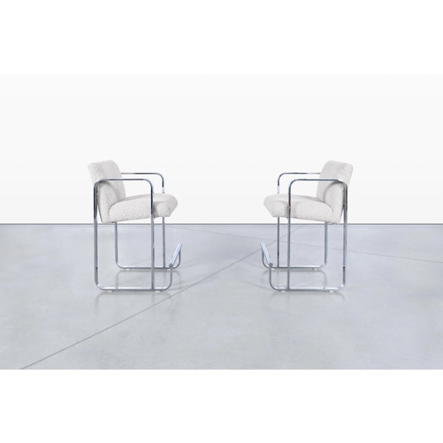 Chrome Mid-Century Modern Chrome Sled-Base Counter Stools, 1970s For Sale - Image 8 of 12