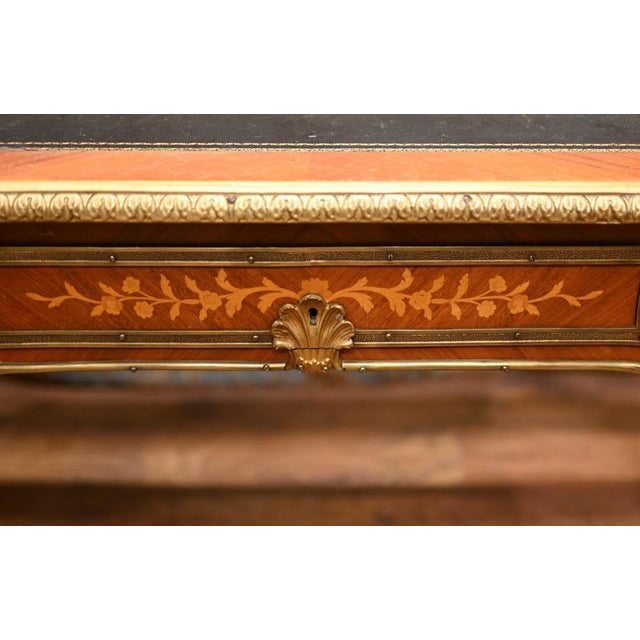 Gold Bureau Plat French Inlay Desk Writing Table, 1920s For Sale - Image 8 of 15