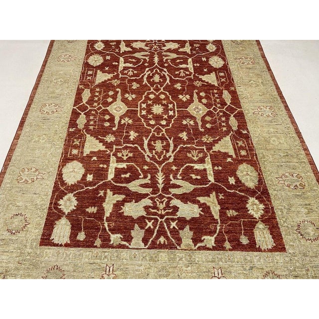 Middle Eastern Wool Rug in Light Red with Gold-Colored Accents For Sale - Image 6 of 10