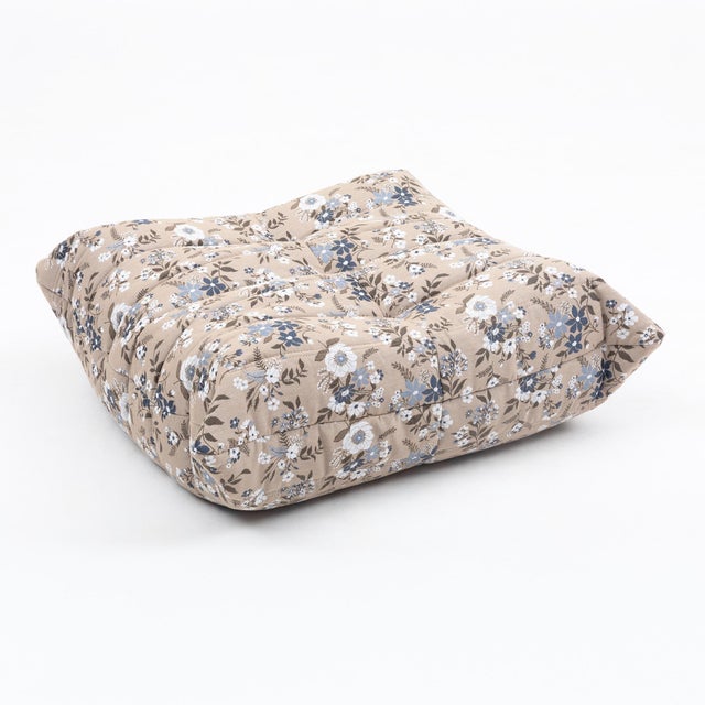 Togo Set in Continental Floral Upholstery Loveseat, Fireside Chair & Ottoman - Restored For Sale - Image 9 of 17