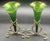 Antique Victorian Glass Epergne Trumpet Horn Vase Green Opaline Metal Base Pair For Sale - Image 4 of 17