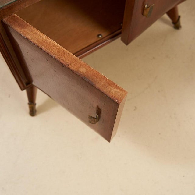 Wood Wooden Bedside Tables with Glass Top, 1950s, Set of 2 For Sale - Image 7 of 9