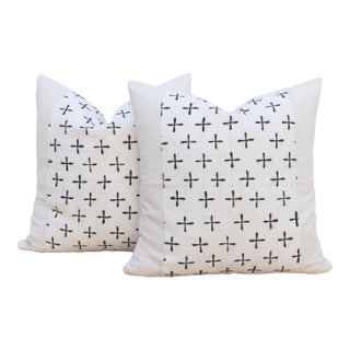 Pair of Earthen African Mudcloth Throw Pillows For Sale